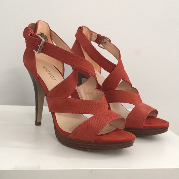burnt orange heeled sandals